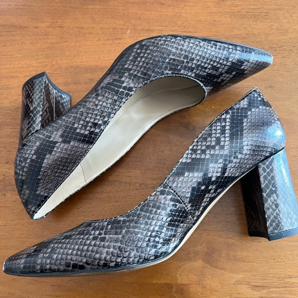 Marc Fisher Snake Print Block Heel Pumps
